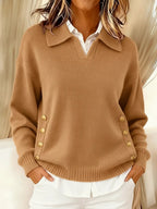Vynette™ | Jersey de Cuello en V con Solapa