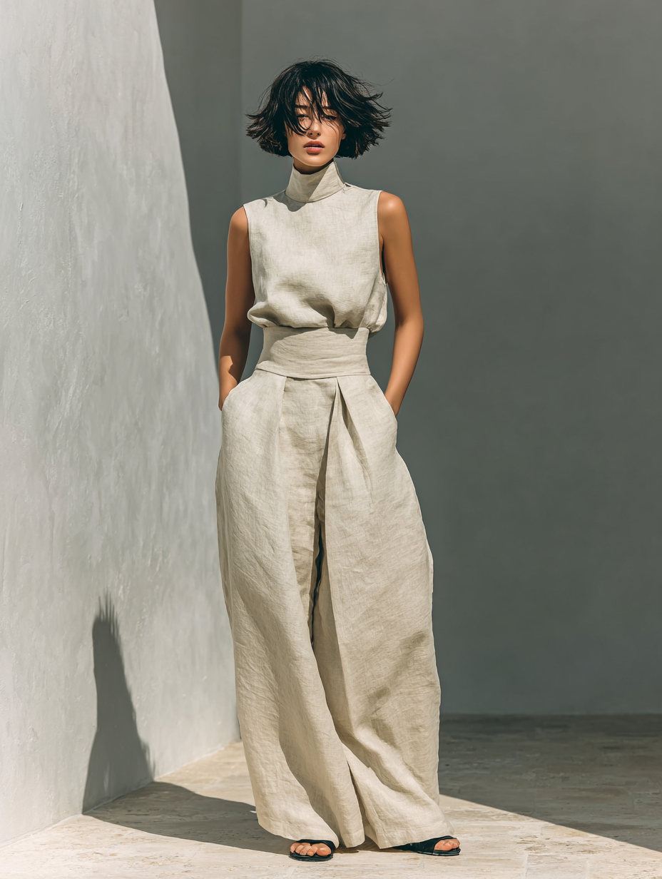 CONJUNTO MINIMALISTA 2 PIEZAS CON TOP Y PANTALÓN ANCHO
