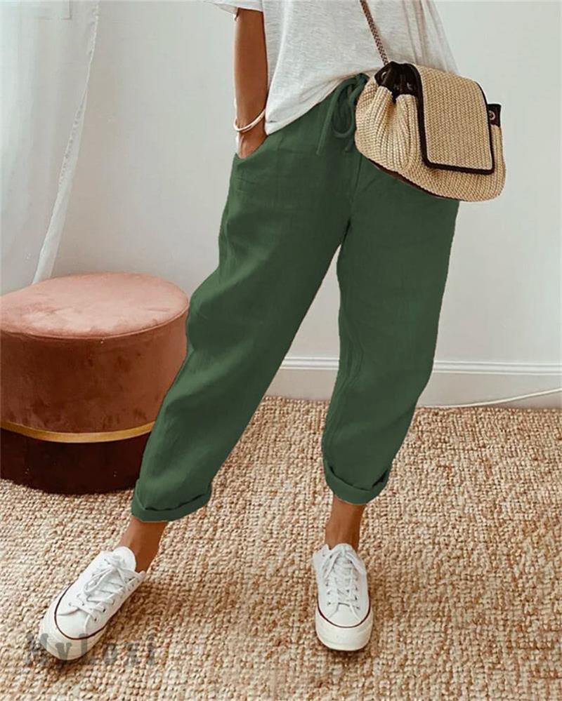 💕 ÚLTIMO DÍA - 50% DE DESCUENTO 💕 PANTALONES CASUALES DE ALGODÓN Y LINO PARA MUJER