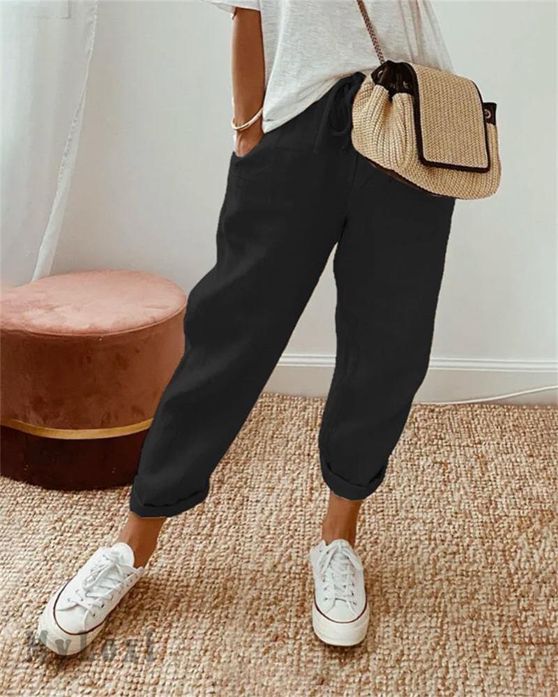 💕 ÚLTIMO DÍA - 50% DE DESCUENTO 💕 PANTALONES CASUALES DE ALGODÓN Y LINO PARA MUJER