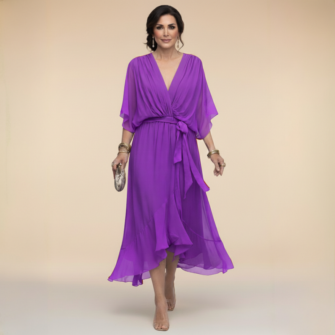 Sfumato | Vestido de gasa con escote en V y sombreado