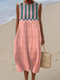 Lily | Vestido Midi Pastel de Rayas