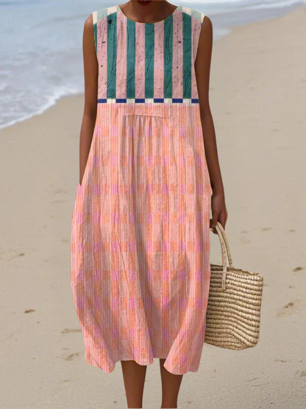 Lily | Vestido Midi Pastel de Rayas