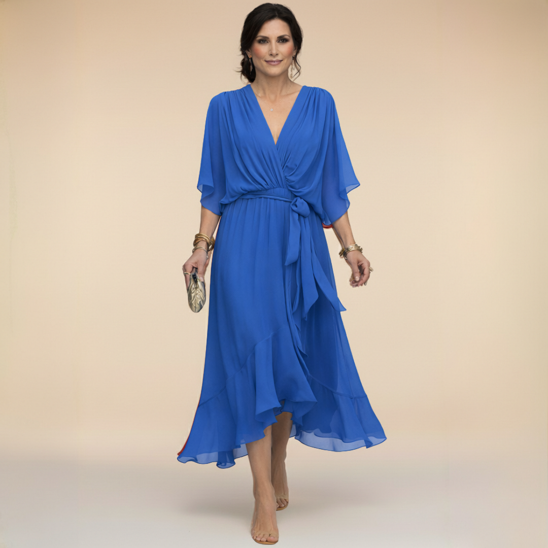 Sfumato | Vestido de gasa con escote en V y sombreado