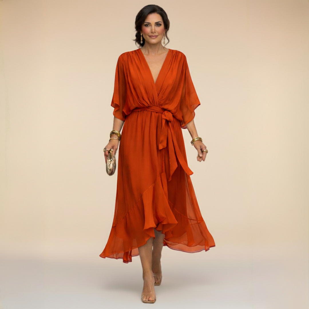 Sfumato | Vestido de gasa con escote en V y sombreado