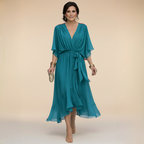 Sfumato | Vestido de gasa con escote en V y sombreado
