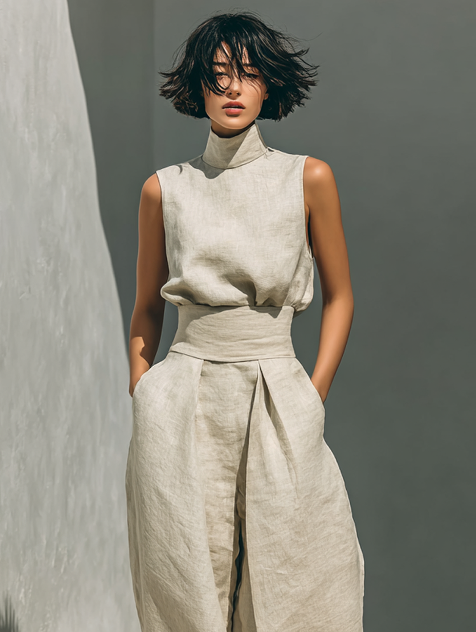 CONJUNTO MINIMALISTA 2 PIEZAS CON TOP Y PANTALÓN ANCHO