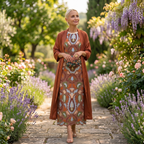 Aura | Vestido largo estampado con chaleco a juego
