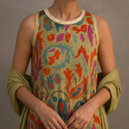Aura | Vestido largo estampado con chaleco a juego