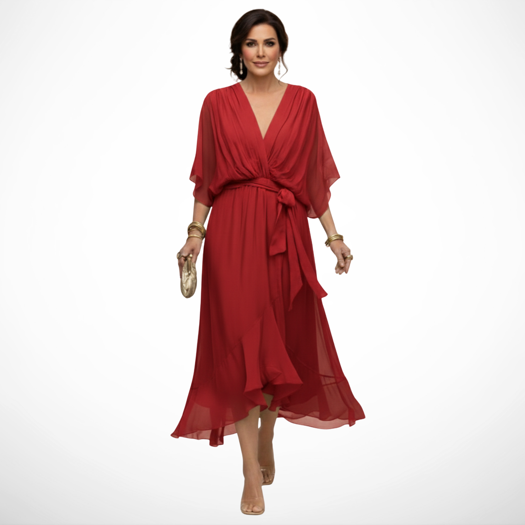 Sfumato | Vestido de gasa con escote en V y sombreado