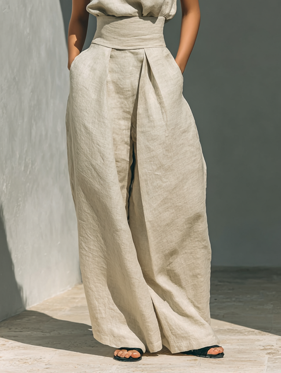 CONJUNTO MINIMALISTA 2 PIEZAS CON TOP Y PANTALÓN ANCHO