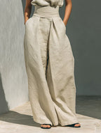 Flor | Conjunto minimalista y pantalón de pierna ancha en algodón y lino