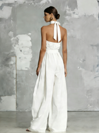 MONO LARGO CON CUELLO HALTER Y PANTALÓN ANCHO