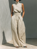CONJUNTO MINIMALISTA 2 PIEZAS CON TOP Y PANTALÓN ANCHO