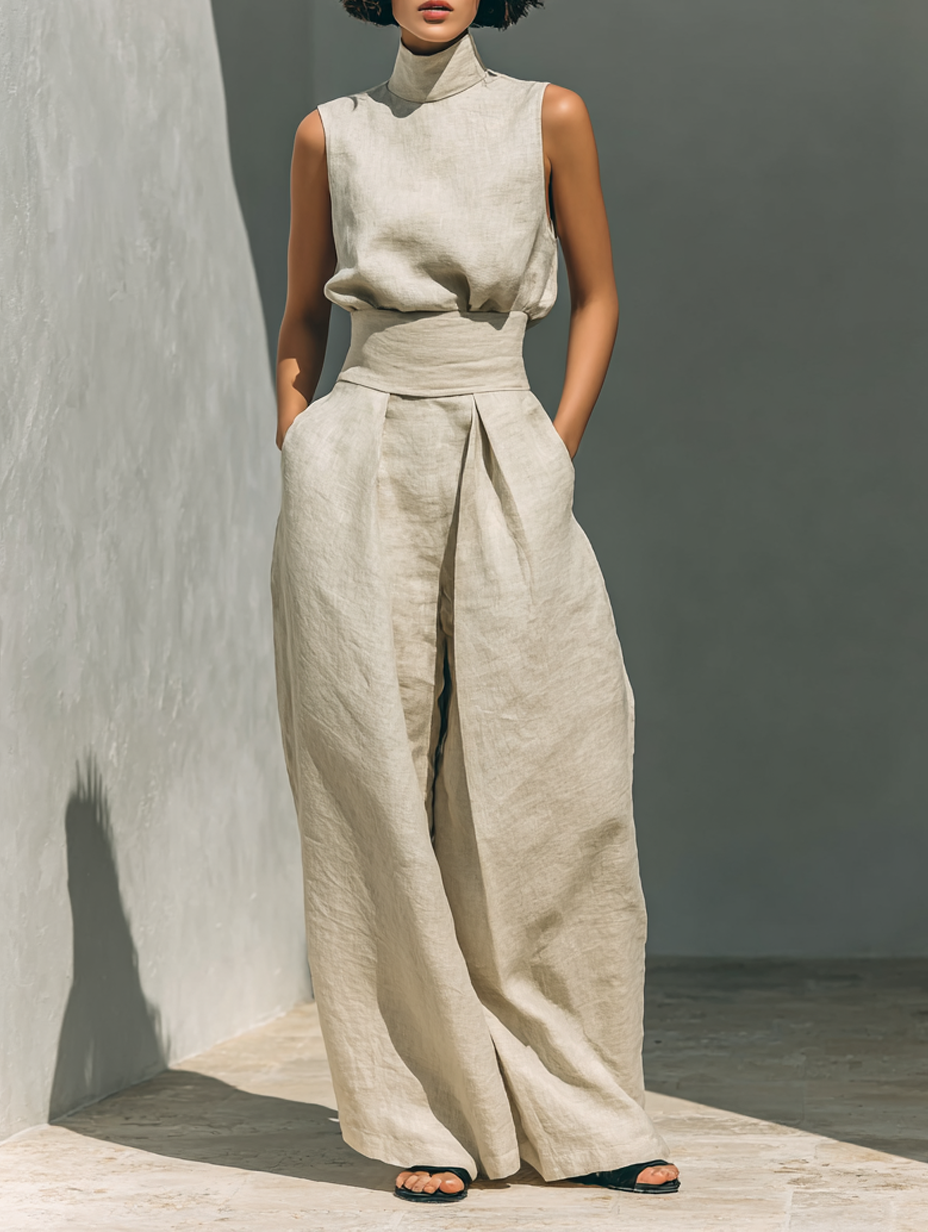 CONJUNTO MINIMALISTA 2 PIEZAS CON TOP Y PANTALÓN ANCHO
