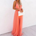 Ginevra | Vestido largo en color coral claro