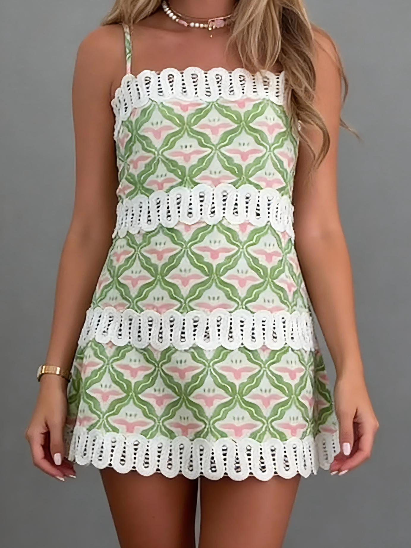 MINIVESTIDO CON RIBETE DE ENCAJE "GARDEN GLOW"