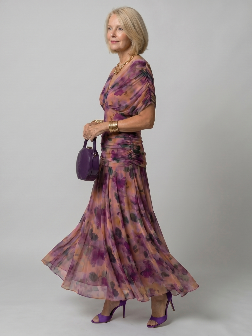Calen | Vestido Midi Fluido de Hombros Descubiertos
