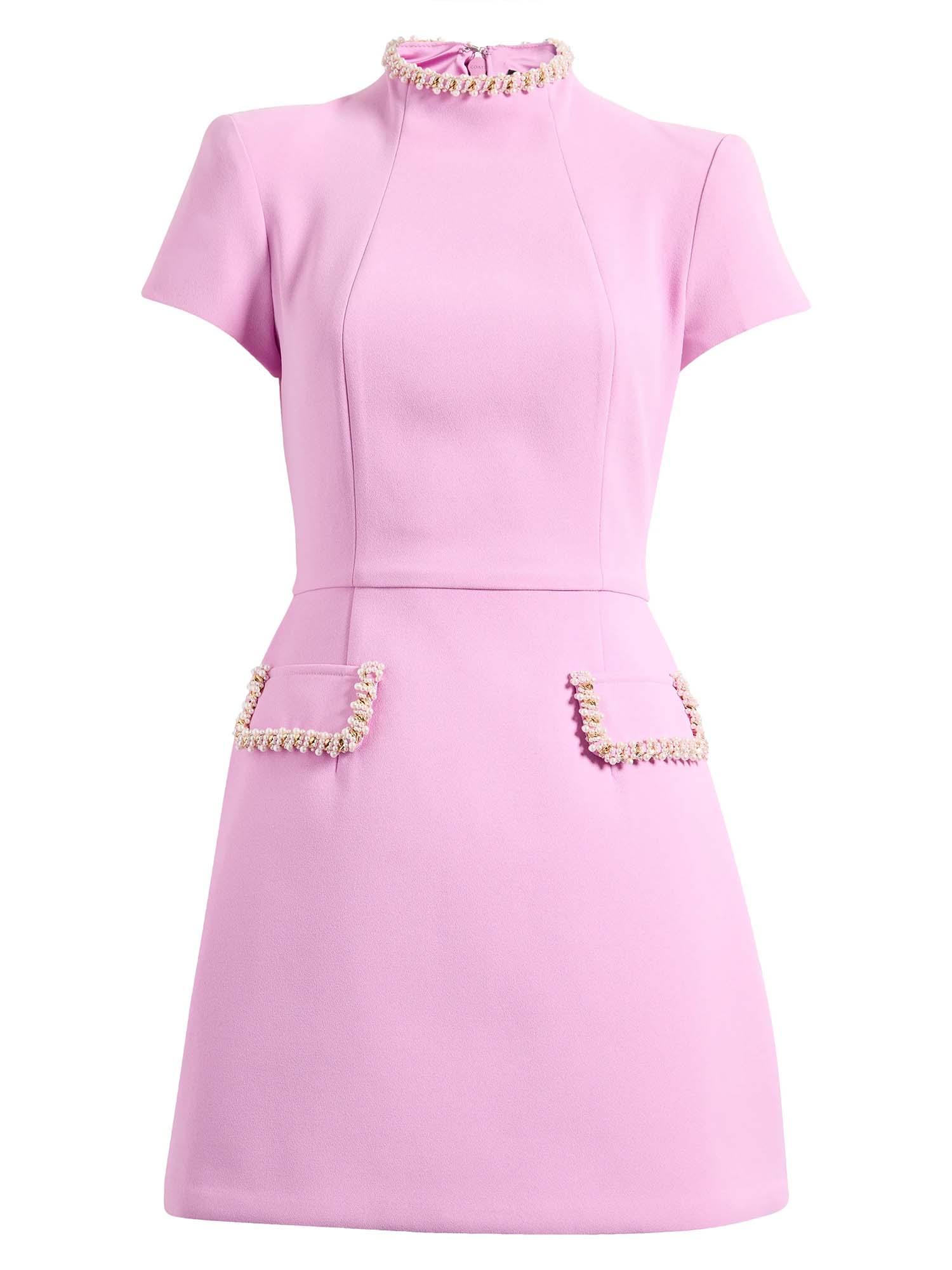 MINIVESTIDO ROSA CON RIBETE DE PERLAS