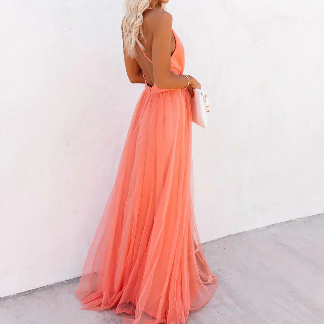 Ginevra | Vestido largo en color coral claro