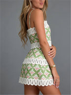 MINIVESTIDO CON RIBETE DE ENCAJE "GARDEN GLOW"