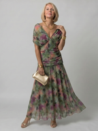 Calen | Vestido Midi Fluido de Hombros Descubiertos