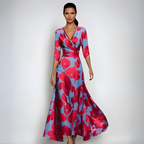 STELLA - VESTIDO LARGO CRUZADO FLORAL