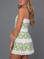MINIVESTIDO CON RIBETE DE ENCAJE "GARDEN GLOW"