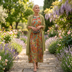 Aura | Vestido largo estampado con chaleco a juego