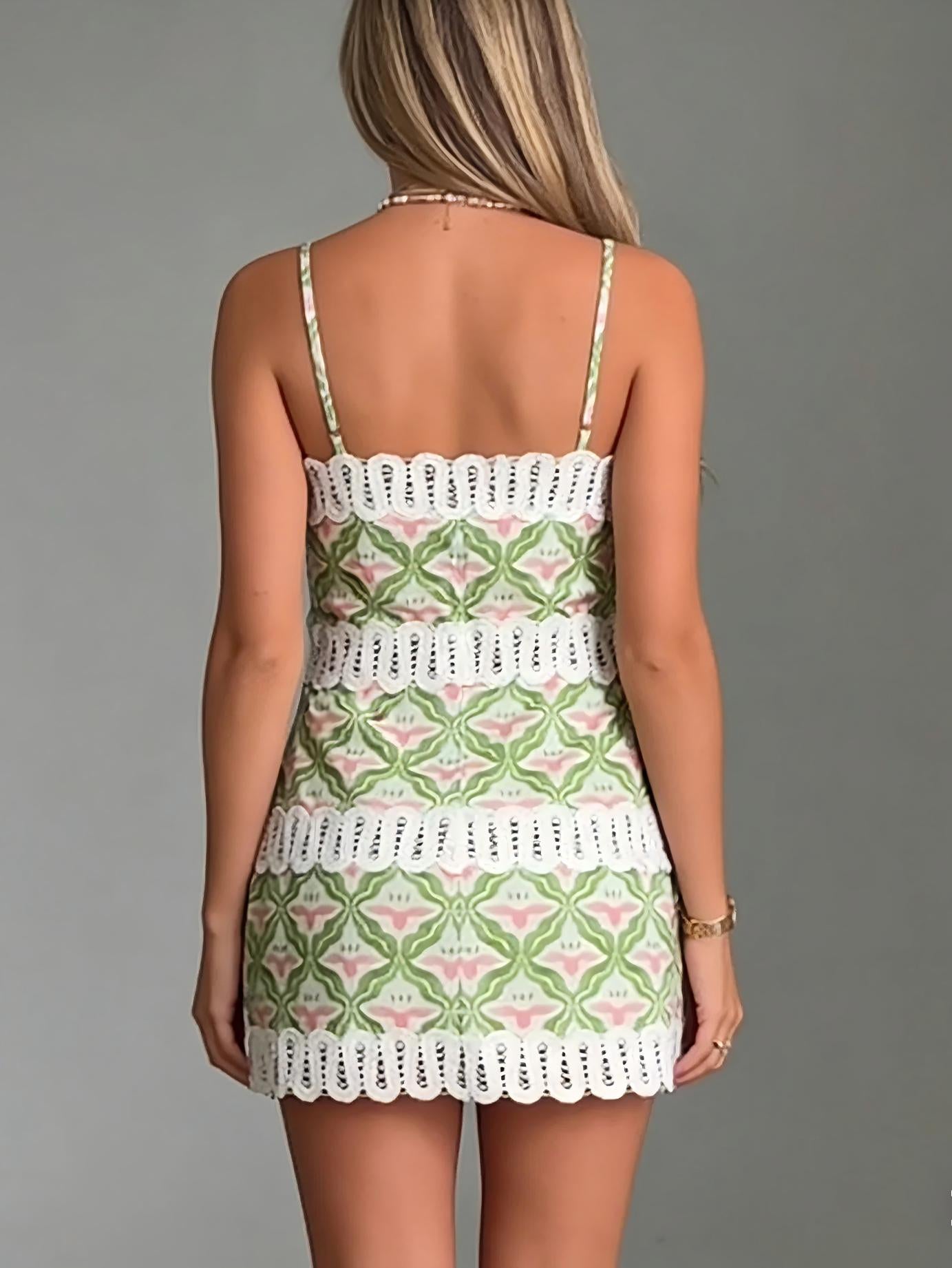 MINIVESTIDO CON RIBETE DE ENCAJE "GARDEN GLOW"