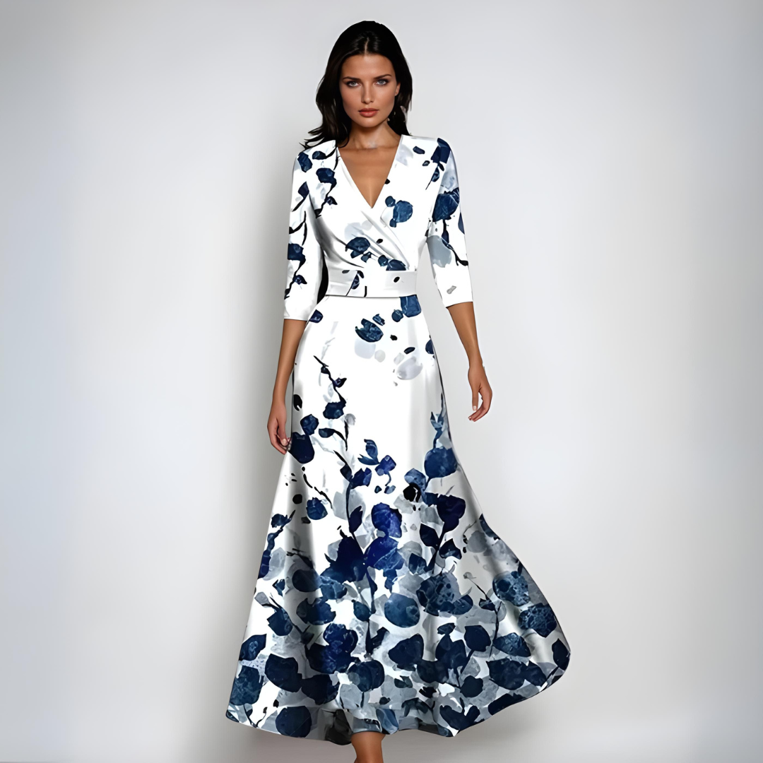 STELLA - VESTIDO LARGO CRUZADO FLORAL