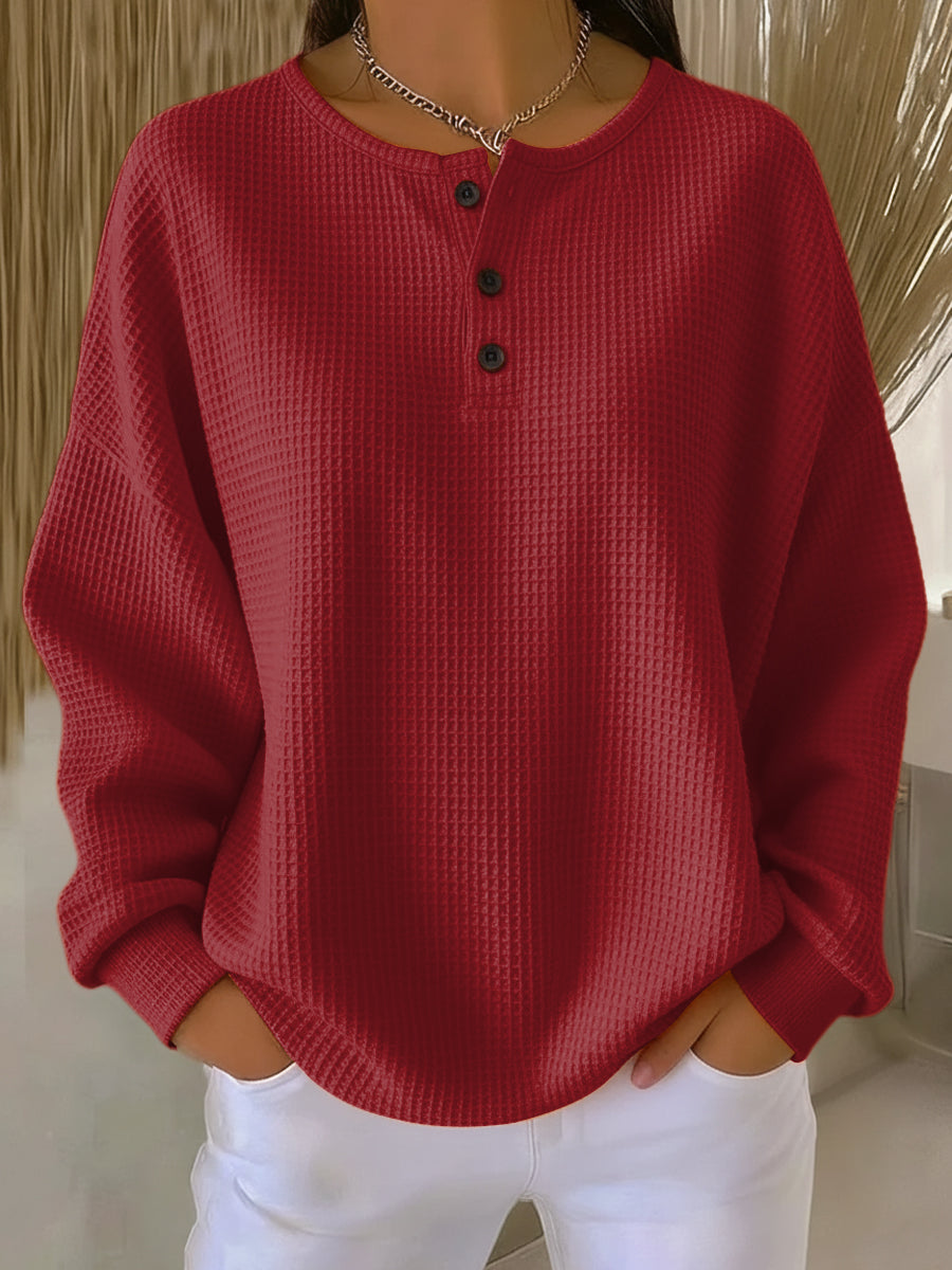 Mirabel™ | Sudadera Henley de Gofre Acogedora