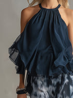 CONJUNTO ELEGANTE DE GASA ESTAMPADA PARA EVENTOS