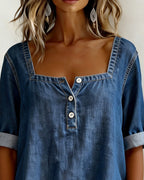 Avélia | Camisa vaquera de cuello cuadrado