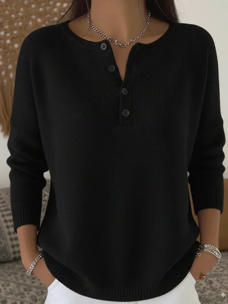 Helena™ | Jersey de Punto Henley con Botones