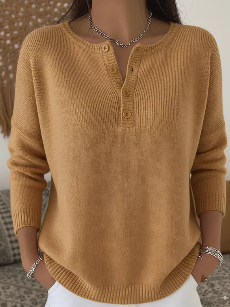 Helena™ | Jersey de Punto Henley con Botones