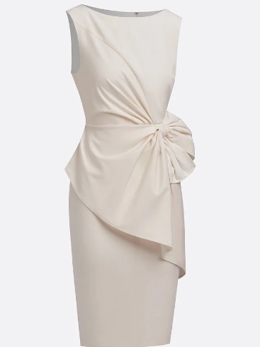 VESTIDO MIDI BLANCO AJUSTADO SIN MANGAS CON LAZO