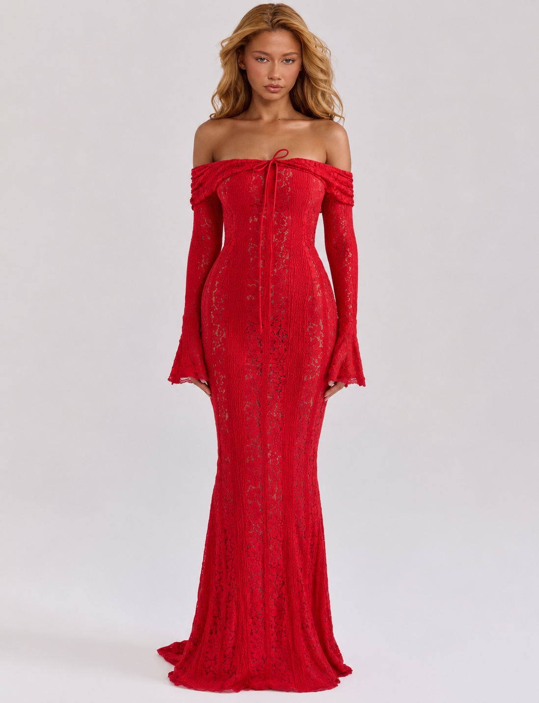 Vestido Largo de Encaje Etéreo