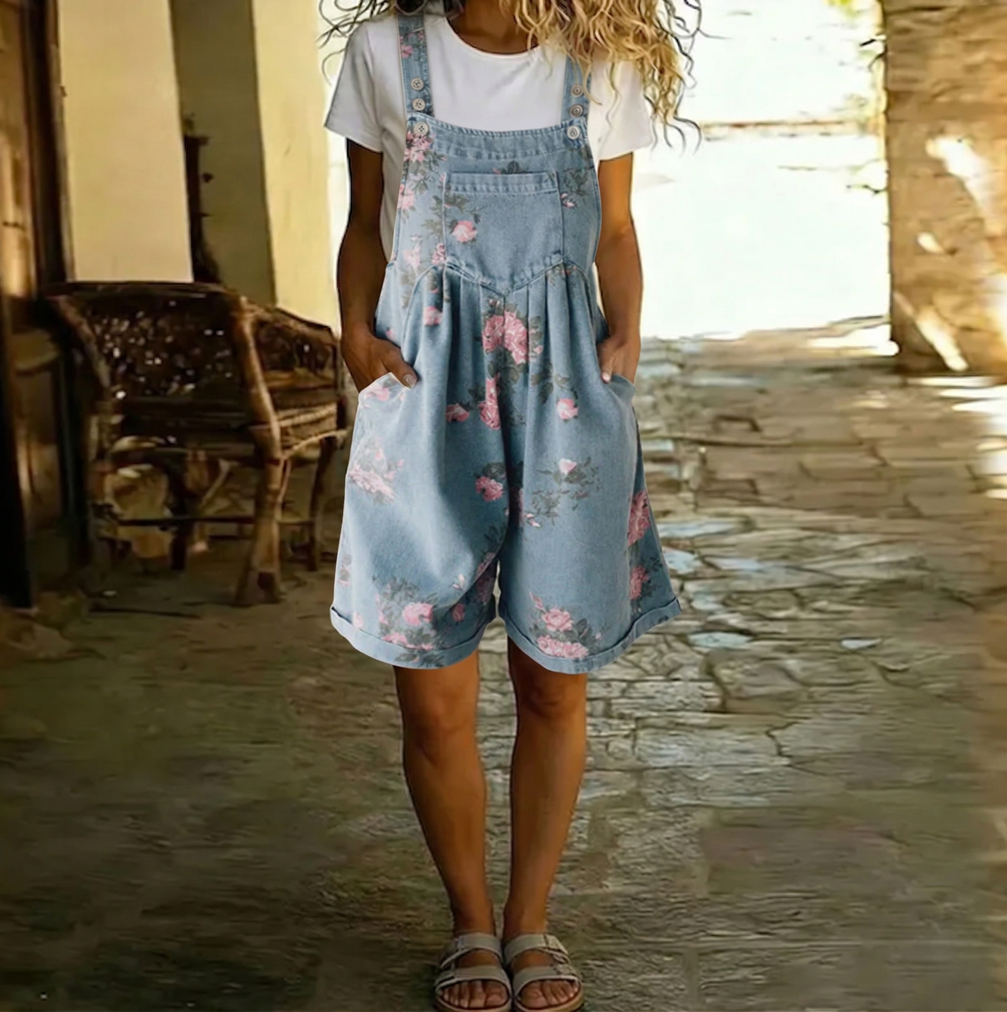 Judy | Mono vaquero vintage con estampado floral