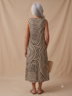 Jade - Vestido Midi de Playa Estampado sin Mangas para Mujer