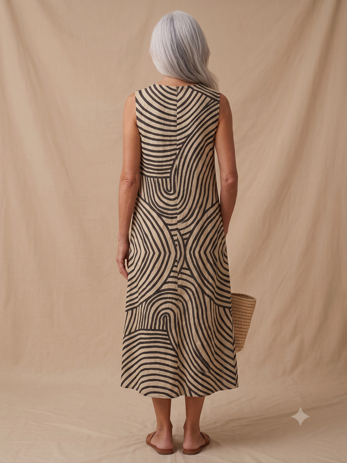 Jade - Vestido Midi de Playa Estampado sin Mangas para Mujer