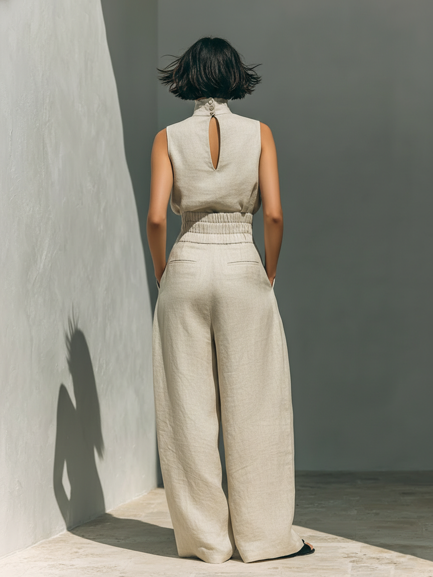 CONJUNTO MINIMALISTA 2 PIEZAS CON TOP Y PANTALÓN ANCHO