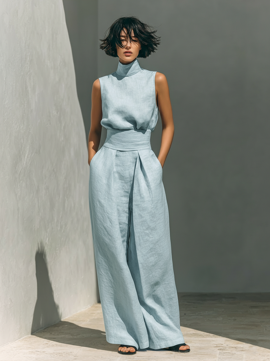 CONJUNTO MINIMALISTA 2 PIEZAS CON TOP Y PANTALÓN ANCHO