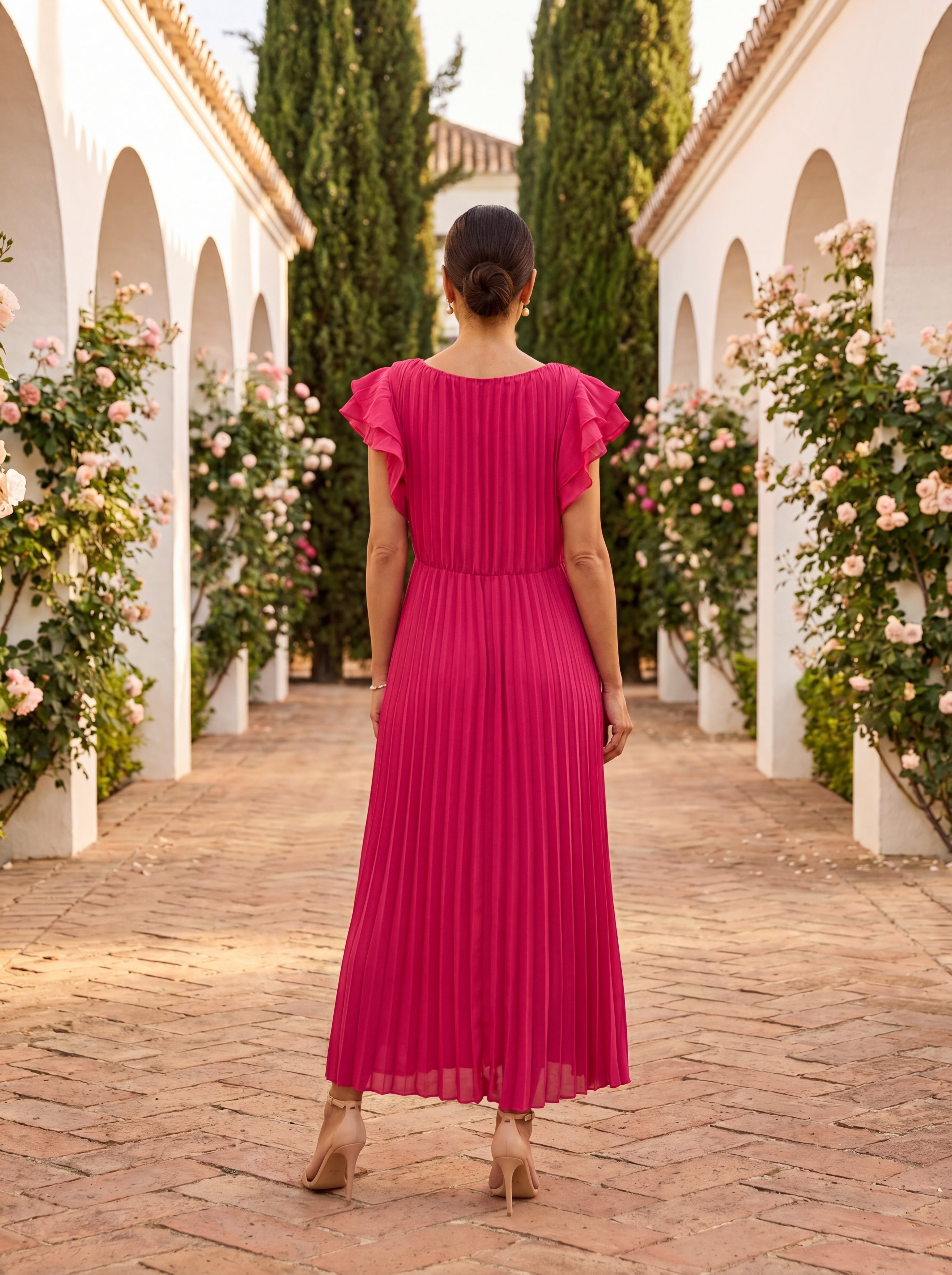 Seraphina | Elegante vestido largo plisado con cintura anudada