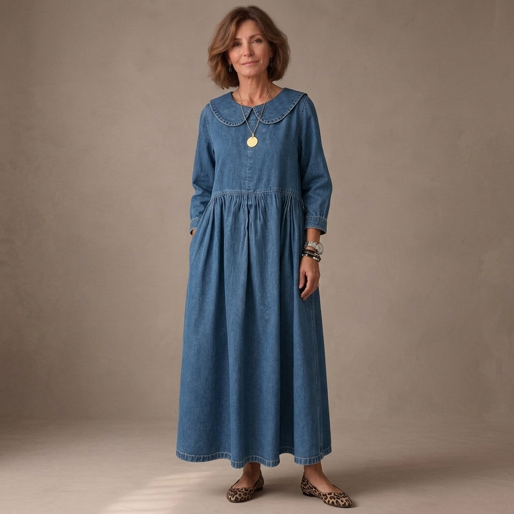 Clara | Vestido vaquero con cuello Peter Pan
