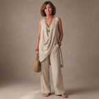 Ginevra | Conjunto Drapeado con Pantalón de Pierna Ancha