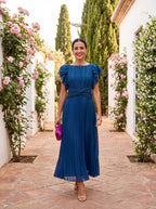 Seraphina | Elegante vestido largo plisado con cintura anudada