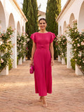 Seraphina | Elegante vestido largo plisado con cintura anudada