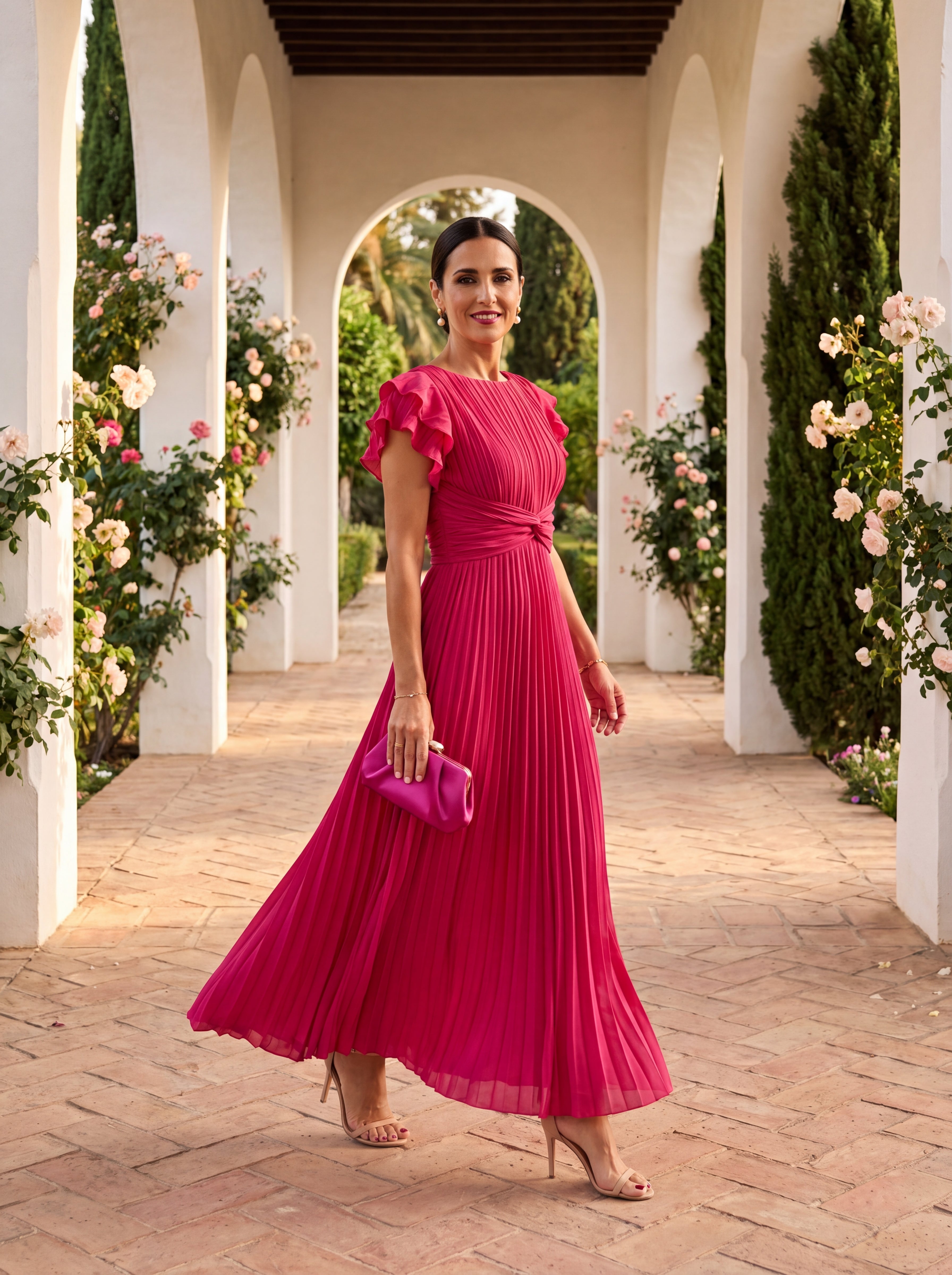 Seraphina | Elegante vestido largo plisado con cintura anudada