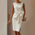 VESTIDO MIDI BLANCO AJUSTADO SIN MANGAS CON LAZO